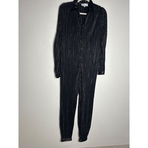 L'Academie Pants - L’academie Perrine Jumpsuit Black Fully Pleated Button Front NO SASH Sz Small